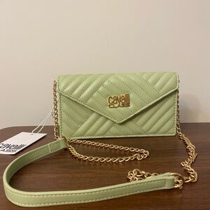 Cavalli Class Mint Quilted Clutch with Gold Chain